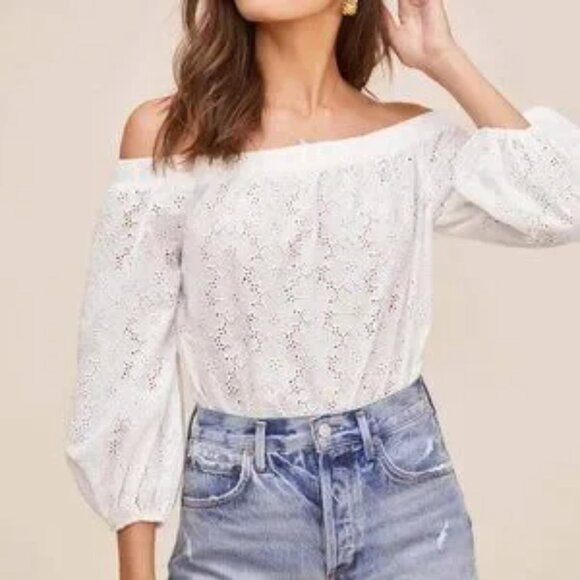 NWT ASTR the Label Elodie Off Shoulder Eyelet Bodysuit - Picture 8 of 8